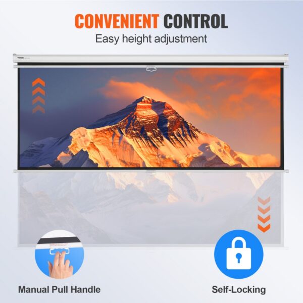 VEVOR Projektion Beamer Leinwand 254 cm HD 4K Outdoor Indoor Manuelle Projektor Screen Schnelles Klappbare Tragbare Filmleinwand 16: 9 für Heimkino, Camping und Freizeitveranstaltungen Schwarz – Bild 4