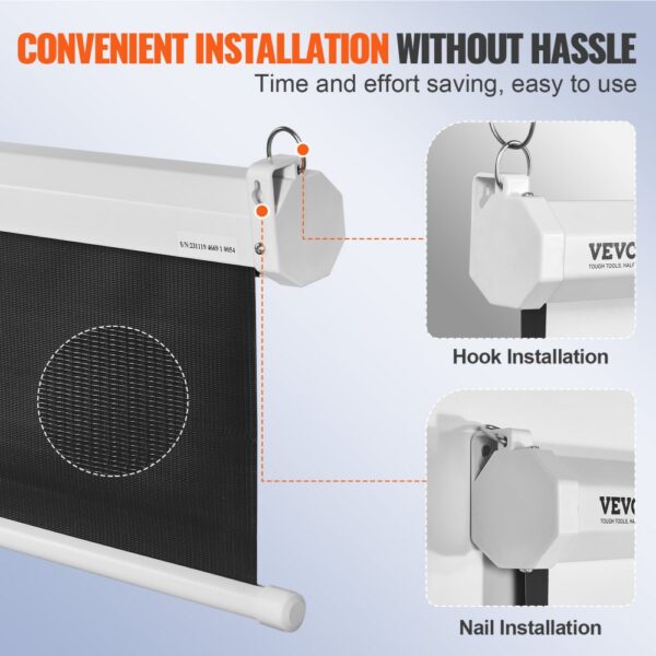 VEVOR Projektion Beamer Leinwand 254 cm HD 4K Outdoor Indoor Manuelle Projektor Screen Schnelles Klappbare Tragbare Filmleinwand 16: 9 für Heimkino, Camping und Freizeitveranstaltungen Schwarz – Bild 5
