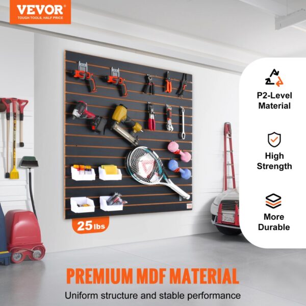 VEVOR 2er-Set Wandpanel Werkzeugwand 129,1x129,1cm Wandpaneel MDF Werkzeughalter Organizer, Lamellenwand Slatwall Stecktafel Pegboard Wandhalterung Ideal für Werkstatt Lager Keller Werkbank Garage – Bild 2
