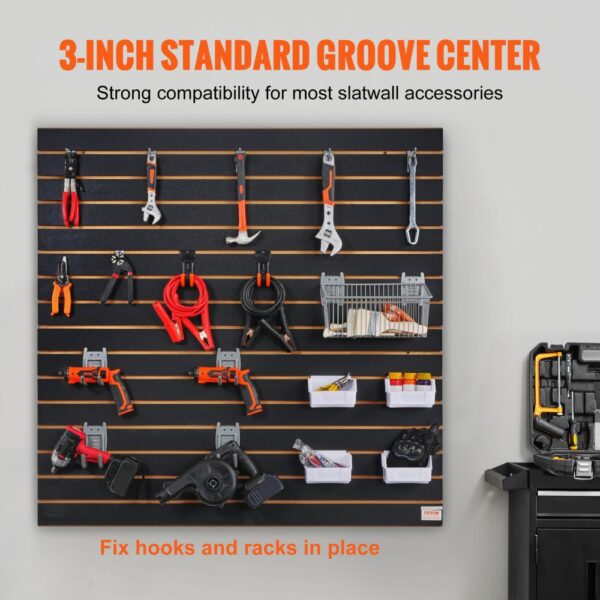 VEVOR 2er-Set Wandpanel Werkzeugwand 129,1x129,1cm Wandpaneel MDF Werkzeughalter Organizer, Lamellenwand Slatwall Stecktafel Pegboard Wandhalterung Ideal für Werkstatt Lager Keller Werkbank Garage – Bild 3