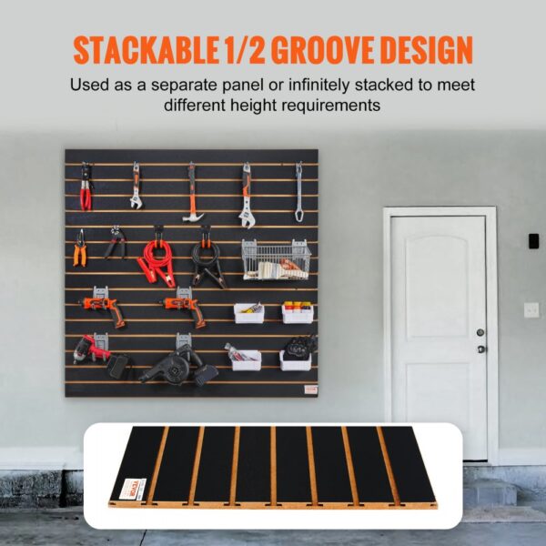VEVOR 2er-Set Wandpanel Werkzeugwand 129,1x129,1cm Wandpaneel MDF Werkzeughalter Organizer, Lamellenwand Slatwall Stecktafel Pegboard Wandhalterung Ideal für Werkstatt Lager Keller Werkbank Garage – Bild 5