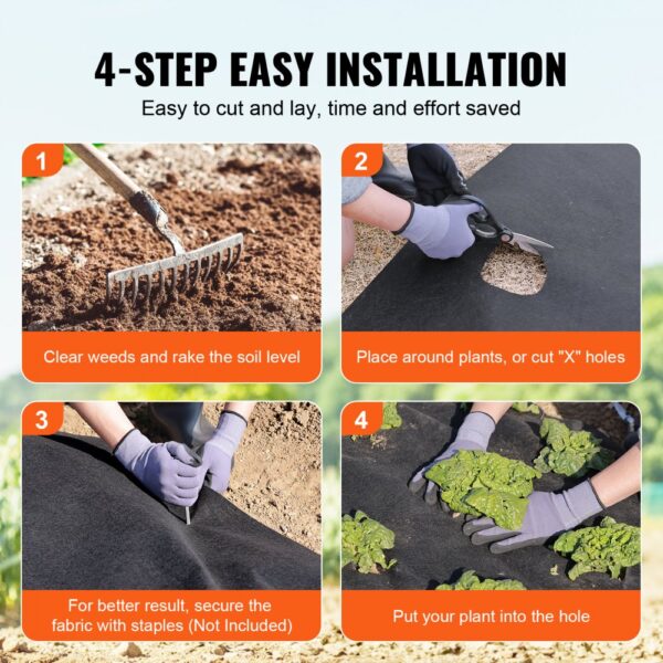 VEVOR Unkrautvlies 3,0 x 30,5 m Gartenvlies 271 g/㎡ Unkrautschutz Bodengewebe Vlies Zugfestigkeit 160 N (in Längsrichtung) 170 N (in der Breite) Unkrautgewebe Unkrautflies Unkrautfolie Beetvlies – Bild 5