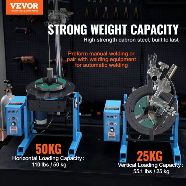 VEVOR Schweißdrehtisch 120 W Schweißpositionierer 0,5–6U/min Manipulator 25 kg(Horizontal)/50 kg(vertikal) Drehtisch 0–90° Neigungswinkel KD200-Dreibackenfutter zum Schneiden, Schleifen, Montieren – Bild 2 VEVOR Schweißdrehtisch 120 W Schweißpositionierer 0,5–6U/min Manipulator 25 kg(Horizontal)/50 kg(vertikal) Drehtisch 0–90° Neigungswinkel KD200-Dreibackenfutter zum Schneiden, Schleifen, Montieren – Bild 2