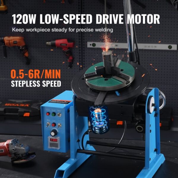 VEVOR Schweißdrehtisch 120 W Schweißpositionierer 0,5–6U/min Manipulator 25 kg(Horizontal)/50 kg(vertikal) Drehtisch 0–90° Neigungswinkel KD200-Dreibackenfutter zum Schneiden, Schleifen, Montieren – Bild 4 VEVOR Schweißdrehtisch 120 W Schweißpositionierer 0,5–6U/min Manipulator 25 kg(Horizontal)/50 kg(vertikal) Drehtisch 0–90° Neigungswinkel KD200-Dreibackenfutter zum Schneiden, Schleifen, Montieren – Bild 4