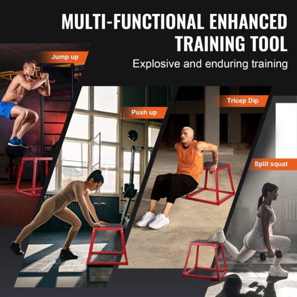VEVOR Plyometrische Sprungbox, 458 mm Plyo-Box, Plyometrische Plattform Plyobox Rot, Rutschfeste Fitness-Übungs-Step-Up-Box für Heimtraining, Konditions-Krafttraining, Gesäß, Oberschenkel Trainieren – Bild 5
