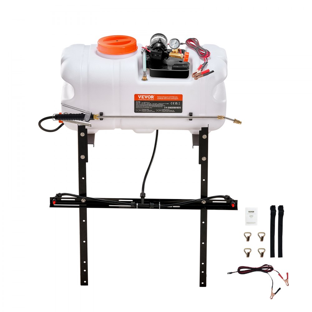 VEVOR ATV Sprüher 7 L/min Drucksprühgerät 12-V-Pumpe 0,1–0,5 MPa Pumpe-Betriebsdruck Sprühgerät 0–72 PSI Drucksprüher Inkl. 6,1 m Schlauch 2,5 m Schnellkupplungsleine Ideal für ATVs UTVs Traktoren