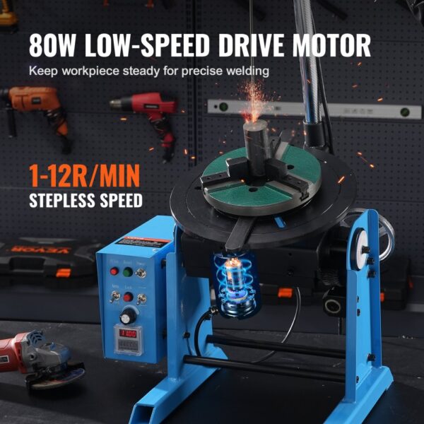 VEVOR Schweißdrehtisch 80 W Schweißpositionierer 1-12 U/min Manipulator 30 kg(Horizontal)/15 kg(vertikal) Drehtisch 0–90° Neigungswinkel KD200-Dreibackenfutter zum Schneiden, Schleifen, Montieren – Bild 4 VEVOR Schweißdrehtisch 80 W Schweißpositionierer 1-12 U/min Manipulator 30 kg(Horizontal)/15 kg(vertikal) Drehtisch 0–90° Neigungswinkel KD200-Dreibackenfutter zum Schneiden, Schleifen, Montieren – Bild 4