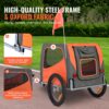 VEVOR Hundeanhänger 30 kg Fahrradanhänger Kohlenstoffstahl + 600D Oxford-Gewebe + PP faltbar 1440 x 720 x 779 mm als Anhänger Gefaltete Größe 760 x 560 x 195 mm Orange&Grau – Bild 3