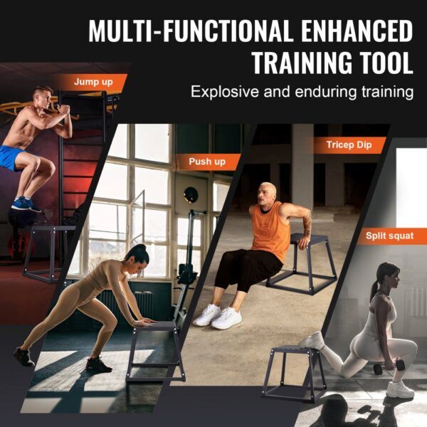 VEVOR 4-teilige Plyometrische Sprungboxen, 305/458/609/762 mm Plyometric Box Schwarz, Rutschfestes Fitness-Übungs-Step-Up-Box-Set für Heim-Fitness-Training, Konditions-Krafttraining, Jump Training – Bild 5 VEVOR 4-teilige Plyometrische Sprungboxen, 305/458/609/762 mm Plyometric Box Schwarz, Rutschfestes Fitness-Übungs-Step-Up-Box-Set für Heim-Fitness-Training, Konditions-Krafttraining, Jump Training – Bild 5