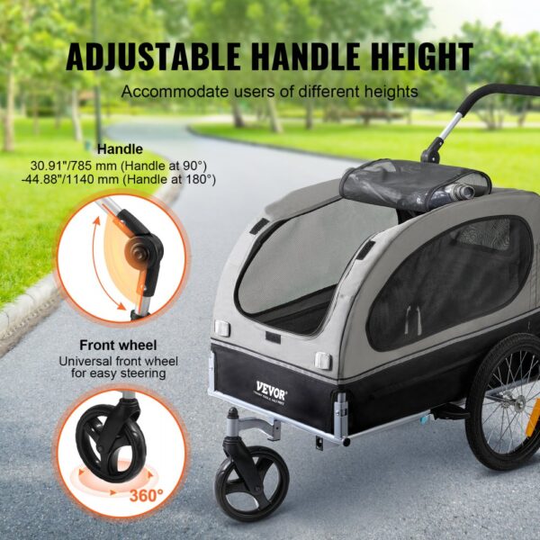 VEVOR Hundeanhänger 40 kg 2in1 Fahrradanhänger Kohlenstoffstahl + 600D Oxford-Gewebe + PP faltbar 1470 x 720 x 780 mm als Anhänger 1530 x 720 x 825 mm als Kinderwagen Hundebuggy Jogger Anhänger – Bild 3 VEVOR Hundeanhänger 40 kg 2in1 Fahrradanhänger Kohlenstoffstahl + 600D Oxford-Gewebe + PP faltbar 1470 x 720 x 780 mm als Anhänger 1530 x 720 x 825 mm als Kinderwagen Hundebuggy Jogger Anhänger – Bild 3