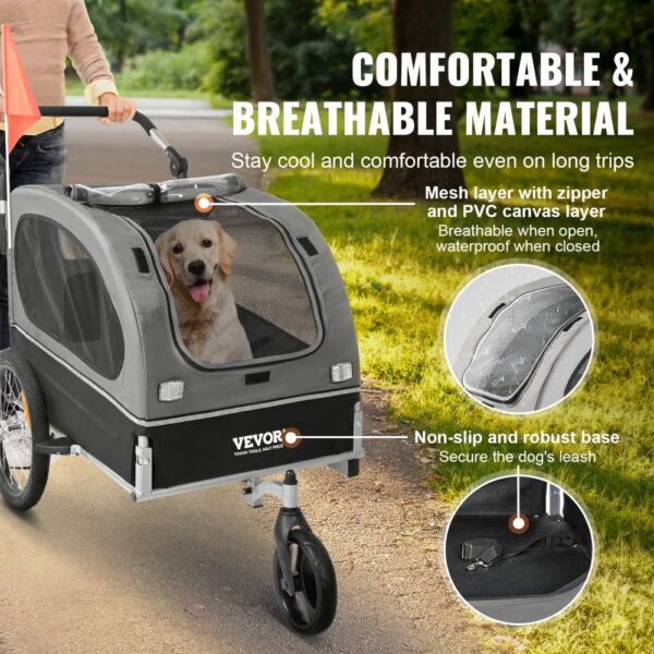 VEVOR Hundeanhänger 40 kg 2in1 Fahrradanhänger Kohlenstoffstahl + 600D Oxford-Gewebe + PP faltbar 1470 x 720 x 780 mm als Anhänger 1530 x 720 x 825 mm als Kinderwagen Hundebuggy Jogger Anhänger – Bild 4 VEVOR Hundeanhänger 40 kg 2in1 Fahrradanhänger Kohlenstoffstahl + 600D Oxford-Gewebe + PP faltbar 1470 x 720 x 780 mm als Anhänger 1530 x 720 x 825 mm als Kinderwagen Hundebuggy Jogger Anhänger – Bild 4