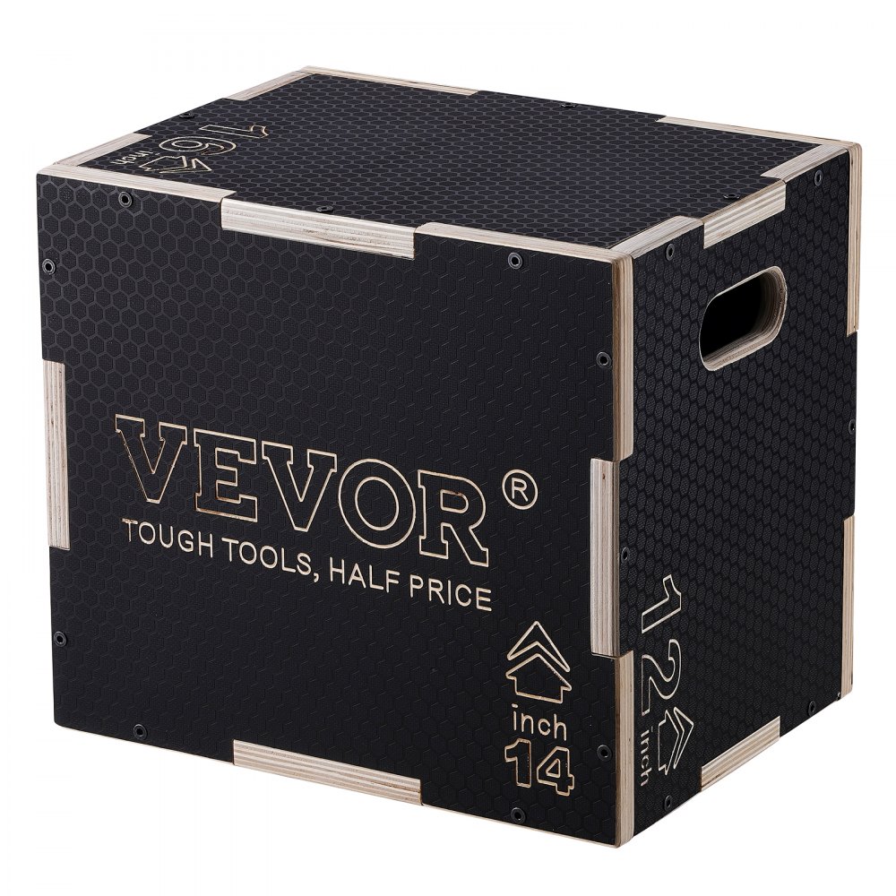 VEVOR 3-in-1-Plyometrische Sprungbox 16/14/12-Zoll-Plyobox, Sprungkasten Sprungkiste 204 kg Tragfähigkeit, Fitnessübungs-Step-Up-Box für Heimtraining, Sprungkrafttraining Schwarz Einstellbare Höhe