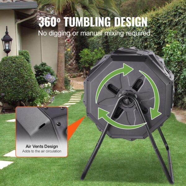 VEVOR Tumbling-Komposterbin Komposter Tumbler 162,7 L, Trommelkomposter Drehbar Doppelraum Tumbling Komposter 735 x 625 x 955 mm, 50 kg Belastbarer Garten Kompostbehälter inkl. Handschuhe – Bild 5 VEVOR Tumbling-Komposterbin Komposter Tumbler 162,7 L, Trommelkomposter Drehbar Doppelraum Tumbling Komposter 735 x 625 x 955 mm, 50 kg Belastbarer Garten Kompostbehälter inkl. Handschuhe – Bild 5