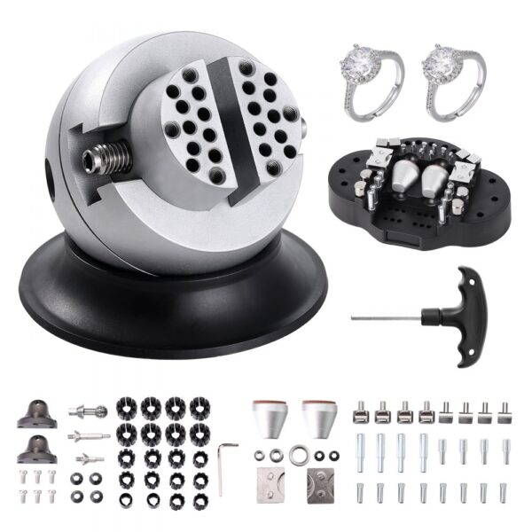 VEVOR Kugelschraubstock, 3-Zoll-Gravur-Einstellwerkzeug, 360° drehbarer Gravurblock-Schraubstock, 70-teiliger Aufsatz, Schmuck-Gravurblock-Werkzeuge, Standardblock für Edelsteineinlagen und kleine Gra