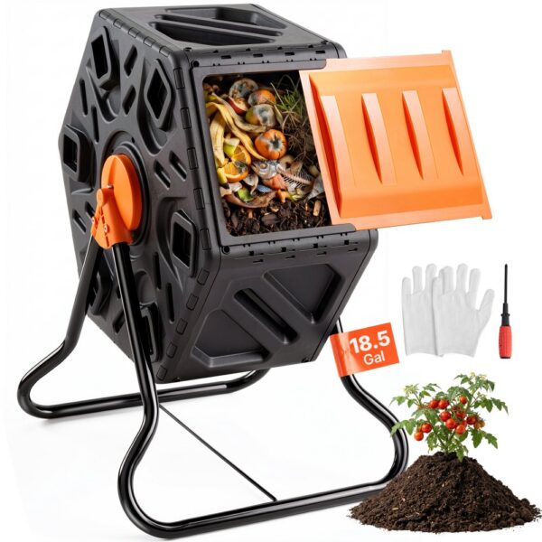 VEVOR Tumbling-Komposterbin Komposter Tumbler 70 L, Trommelkomposter 360° Drehbar Multifunktionaler Tumbling Komposter 605 x 510 x 730 mm, 20 kg Belastbarer Garten Kompostbehälter inkl. Handschuhe VEVOR Tumbling-Komposterbin Komposter Tumbler 70 L, Trommelkomposter 360° Drehbar Multifunktionaler Tumbling Komposter 605 x 510 x 730 mm, 20 kg Belastbarer Garten Kompostbehälter inkl. Handschuhe