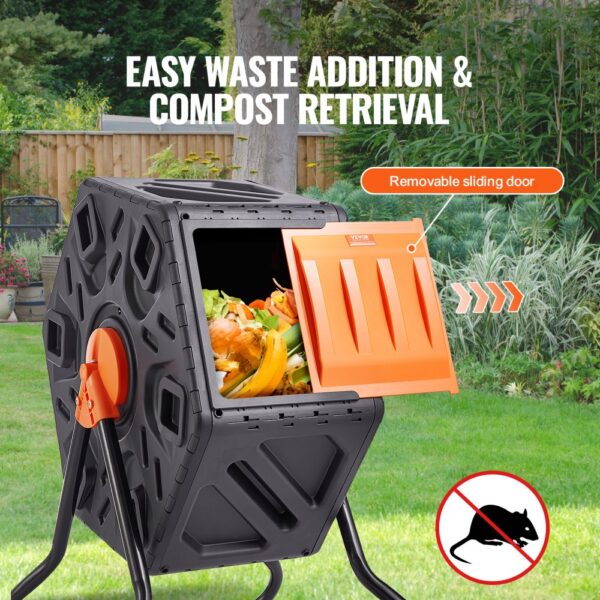 VEVOR Tumbling-Komposterbin Komposter Tumbler 70 L, Trommelkomposter 360° Drehbar Multifunktionaler Tumbling Komposter 605 x 510 x 730 mm, 20 kg Belastbarer Garten Kompostbehälter inkl. Handschuhe – Bild 3 VEVOR Tumbling-Komposterbin Komposter Tumbler 70 L, Trommelkomposter 360° Drehbar Multifunktionaler Tumbling Komposter 605 x 510 x 730 mm, 20 kg Belastbarer Garten Kompostbehälter inkl. Handschuhe – Bild 3