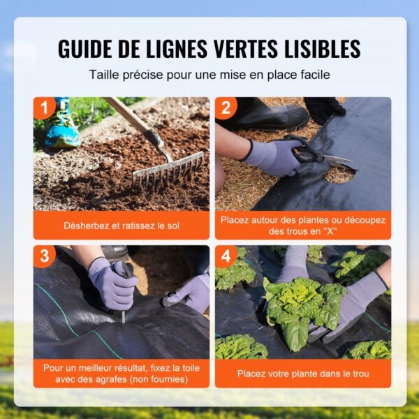VEVOR Unkrautschutz Gartenvlies 1 x 50 m, Strapazierfähiger Gewebter PP-Unkrautbekämpfungsstoff, Korrosionsbeständiges & Reißfestes Unkrautflies Unkrautschutzvlies für Landschaftsbau, Bodendecker – Bild 5 VEVOR Unkrautschutz Gartenvlies 1 x 50 m, Strapazierfähiger Gewebter PP-Unkrautbekämpfungsstoff, Korrosionsbeständiges & Reißfestes Unkrautflies Unkrautschutzvlies für Landschaftsbau, Bodendecker – Bild 5