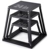 VEVOR 3-teilige Plyometrische Sprungboxen, 305/458/609 mm Plyometric Box Schwarz, Rutschfestes Fitness-Übungs-Step-Up-Box-Set für Heim-Fitness-Training, Konditions-Krafttraining, Jump Training Tragbar
