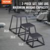 VEVOR 3-teilige Plyometrische Sprungboxen, 305/458/609 mm Plyometric Box Schwarz, Rutschfestes Fitness-Übungs-Step-Up-Box-Set für Heim-Fitness-Training, Konditions-Krafttraining, Jump Training Tragbar – Bild 2