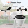 VEVOR 7-in-1 WLAN Wetterstation 186mm (7 in) TFT Display Kabelloser Außensensor IPX6 – Bild 2