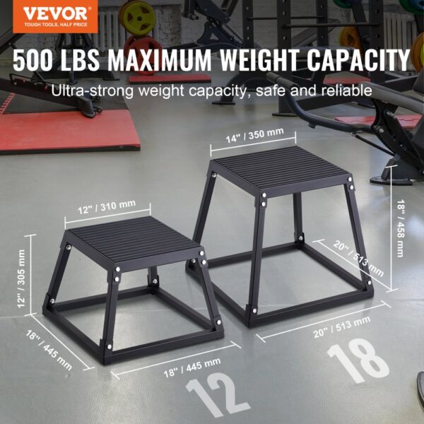 VEVOR Plyometrische Sprungbox, 458 mm Plyo-Box, Plyometrische Plattform Plyobox Schwarz, Rutschfeste Fitness-Übungs-Step-Up-Box für Heimtraining, Konditions-Krafttraining, Oberschenkel Trainieren – Bild 2