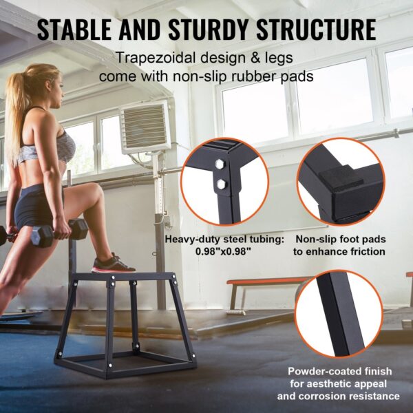 VEVOR Plyometrische Sprungbox, 458 mm Plyo-Box, Plyometrische Plattform Plyobox Schwarz, Rutschfeste Fitness-Übungs-Step-Up-Box für Heimtraining, Konditions-Krafttraining, Oberschenkel Trainieren – Bild 4