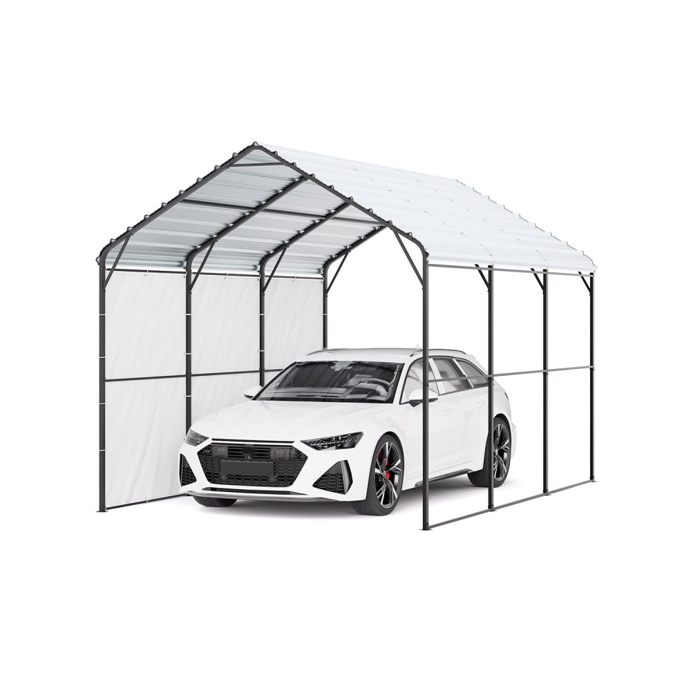 VEVOR Zeltgarage 3x4,5x3,15 m, Garagenzelt, Carport mit verzinktem Stahlrahmen & Dach, Autozelt mit abnehmbaren Seitenwänden, Mehrzweck-Autounterstand für Pickup, Boot, Auto & Traktoren