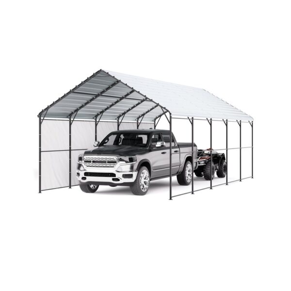 VEVOR Zeltgarage, 4 x 8 x 3,15 m, Garagenzelt, Carport mit Stahlrahmen & Dach, Autozelt-Garagenschatten mit abnehmbaren Seitenwänden, Mehrzweck-Autounterstand für Pickup, Boot, Auto & Traktoren