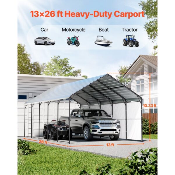 VEVOR Zeltgarage, 4 x 8 x 3,15 m, Garagenzelt, Carport mit Stahlrahmen & Dach, Autozelt-Garagenschatten mit abnehmbaren Seitenwänden, Mehrzweck-Autounterstand für Pickup, Boot, Auto & Traktoren – Bild 2