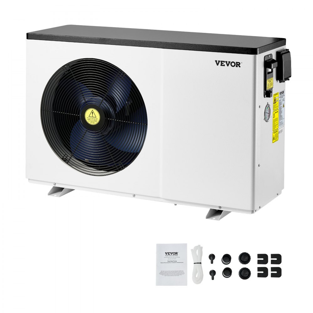 VEVOR Elektrische Pool-Wärmepumpe, 3,22–15,25kW Heizleistung, energiesparende Poolheizungen mit variabler Frequenz für 30–60m³ Aufstellpools, Heiz- und Kühlpool-Warmwasserbereiter AC 220–240V, 50Hz