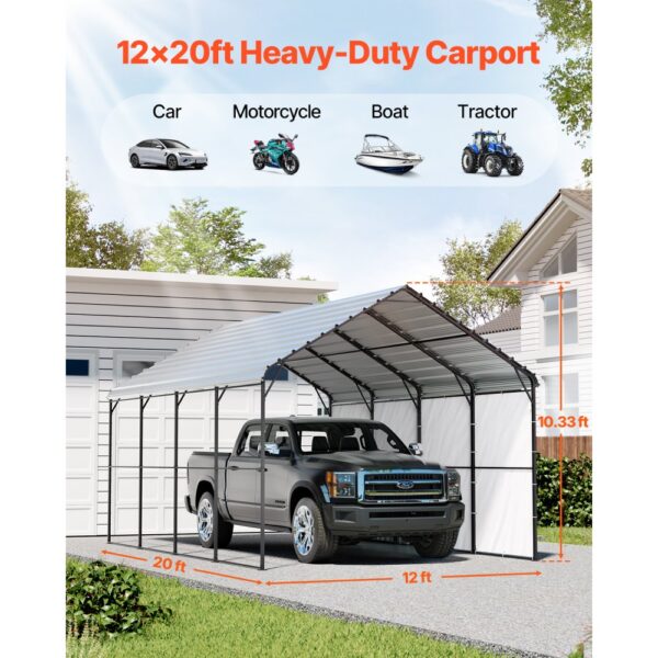 VEVOR Zeltgarage, 3,6x6x3,15 m Garagenzelt, Carport mit verzinktem Stahlrahmen & Dach, Autozelt mit abnehmbaren Seitenwänden, Schuppen Auto, Mehrzweck-Autounterstand für Pickup, Boot, Auto & Traktoren – Bild 2