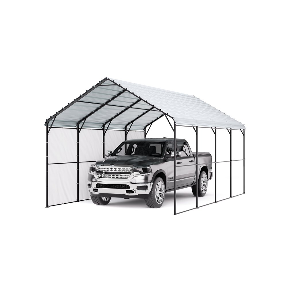 VEVOR Zeltgarage, 3,6x6x3,15 m Garagenzelt, Carport mit verzinktem Stahlrahmen & Dach, Autozelt mit abnehmbaren Seitenwänden, Schuppen Auto, Mehrzweck-Autounterstand für Pickup, Boot, Auto & Traktoren