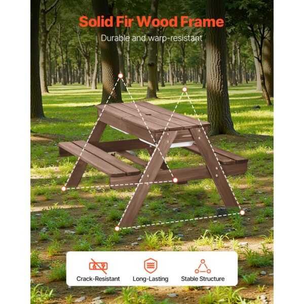 VEVOR Picknicktisch mit abnehmbarem Sonnenschirm & 2 Bänken, Sitzgruppe Strandtisch Outdoor Gartenmöbel aus Holz Terrassen-Essmöbel für 4 Personen für Garten, Hinterhof und Veranda (Walnuss) – Bild 2 VEVOR Picknicktisch mit abnehmbarem Sonnenschirm & 2 Bänken, Sitzgruppe Strandtisch Outdoor Gartenmöbel aus Holz Terrassen-Essmöbel für 4 Personen für Garten, Hinterhof und Veranda (Walnuss) – Bild 2