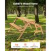 VEVOR 2 in 1 umwandelbarer & austauschbarer Picknicktisch, Outdoor-Tisch- und Bank-Set aus Holz, tragbare, faltbare Bank mit Loch für Schirm, Essmöbel für Garten, Hinterhof, Veranda (braun) – Bild 2