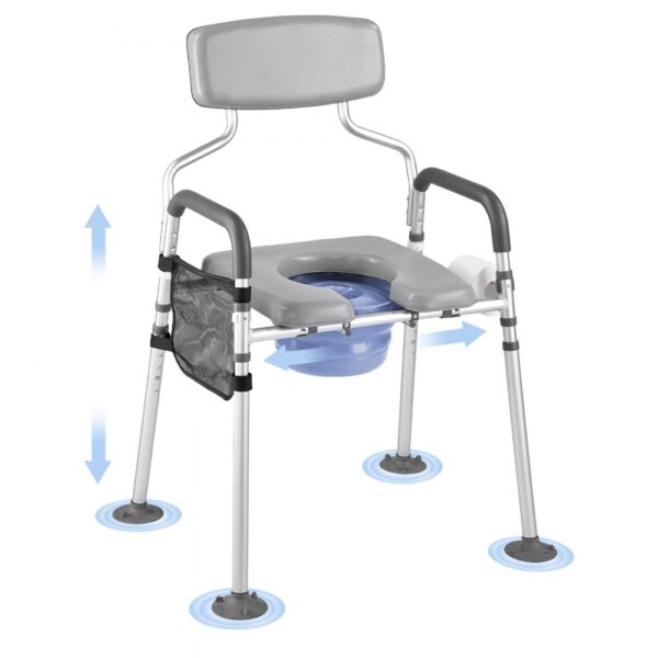VEVOR Nachttoilettenstuhl 227 kg belastbar, Toilettensitzerhöhung mit gepolsterter Sitzfläche & Rückenlehne, abnehmbarer 5 L Eimer, Toilettenstuhl (Höhe und Breite einstellbar) für Erwachsene VEVOR Nachttoilettenstuhl 227 kg belastbar, Toilettensitzerhöhung mit gepolsterter Sitzfläche & Rückenlehne, abnehmbarer 5 L Eimer, Toilettenstuhl (Höhe und Breite einstellbar) für Erwachsene
