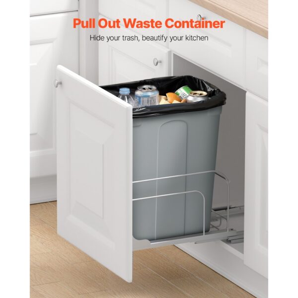 VEVOR ausziehbarer Mülleimer (35 Qt) für Küchenschränke, Unterbau-Abfallbehälter (30 kg belastbar) mit robustem Soft-Close-Schiebesystem aus Metall und Türsatz, für Spüle Unterbau – Bild 2
