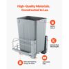 VEVOR ausziehbarer Mülleimer (35 Qt) für Küchenschränke, Unterbau-Abfallbehälter (30 kg belastbar) mit robustem Soft-Close-Schiebesystem aus Metall und Türsatz, für Spüle Unterbau – Bild 3