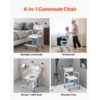 VEVOR Nachttoilettenstuhl 159 kg belastbar, rollbare Toilettensitzerhöhung mit gepolsterter Sitzfläche/Rückenlehne/hochklappbarer Fußstütze, abnehmbarer 5 L Eimer, Duschrollstuhl für Senioren – Bild 2
