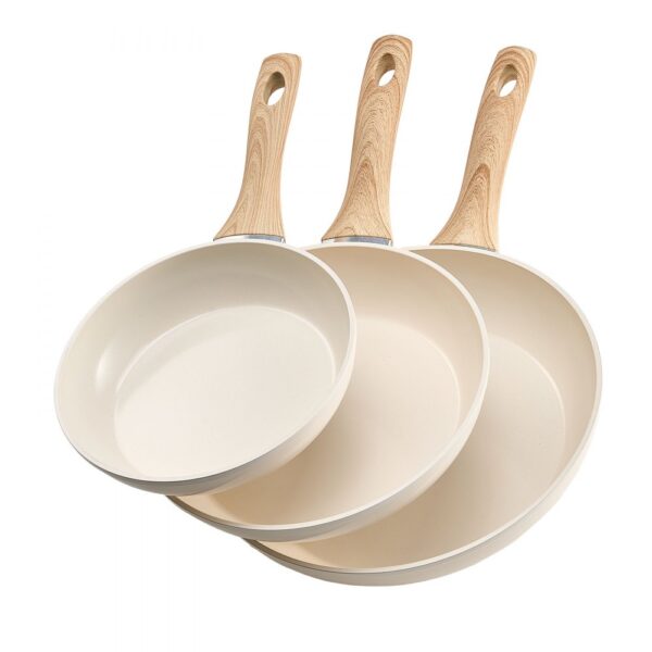 VEVOR Bratpfannen Set 3-tlg. (200 / 240 / 280 mm), Hochleistungs-Bratpfannen aus Aluminium (Antihaftbeschichtet), Kochpfanne Küchenkochgeschirr geeignet für Gas Elektro Induktion Beige VEVOR Bratpfannen Set 3-tlg. (200 / 240 / 280 mm), Hochleistungs-Bratpfannen aus Aluminium (Antihaftbeschichtet), Kochpfanne Küchenkochgeschirr geeignet für Gas Elektro Induktion Beige