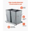 VEVOR ausziehbarer Mülleimer (35 Qt + 35 Qt) für Küchenschränke, doppelter Mülleimer unter der Spüle, Müllbehälter für unter die Spüle, mit robustem Vollauszug-Schiebesystem aus Metall & Griff – Bild 3