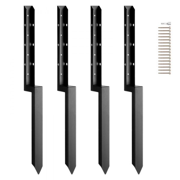 VEVOR Reparaturset für Zaunpfostenanker, 4er-Pack, Innendurchmesser 51 x 51 mm, robuste Stützpfähle für Zaunpfosten aus Stahl, Anker-Erdspieß zur Reparatur von schiefen, gebrochenen Holzzaunpfosten VEVOR Reparaturset für Zaunpfostenanker, 4er-Pack, Innendurchmesser 51 x 51 mm, robuste Stützpfähle für Zaunpfosten aus Stahl, Anker-Erdspieß zur Reparatur von schiefen, gebrochenen Holzzaunpfosten