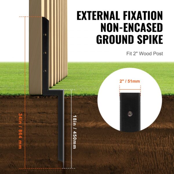 VEVOR Reparaturset für Zaunpfostenanker, 4er-Pack, Innendurchmesser 51 x 51 mm, robuste Stützpfähle für Zaunpfosten aus Stahl, Anker-Erdspieß zur Reparatur von schiefen, gebrochenen Holzzaunpfosten – Bild 4 VEVOR Reparaturset für Zaunpfostenanker, 4er-Pack, Innendurchmesser 51 x 51 mm, robuste Stützpfähle für Zaunpfosten aus Stahl, Anker-Erdspieß zur Reparatur von schiefen, gebrochenen Holzzaunpfosten – Bild 4