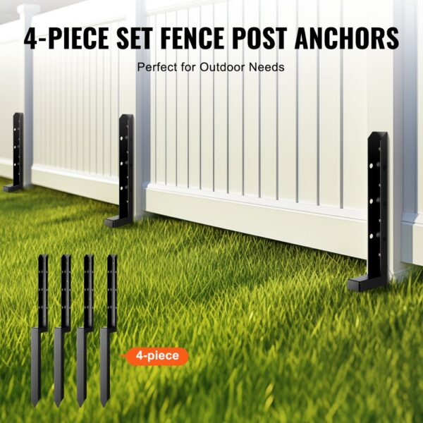 VEVOR Reparaturset für Zaunpfostenanker, 4er-Pack, Innendurchmesser 51 x 51 mm, robuste Stützpfähle für Zaunpfosten aus Stahl, Anker-Erdspieß zur Reparatur von schiefen, gebrochenen Holzzaunpfosten – Bild 5 VEVOR Reparaturset für Zaunpfostenanker, 4er-Pack, Innendurchmesser 51 x 51 mm, robuste Stützpfähle für Zaunpfosten aus Stahl, Anker-Erdspieß zur Reparatur von schiefen, gebrochenen Holzzaunpfosten – Bild 5