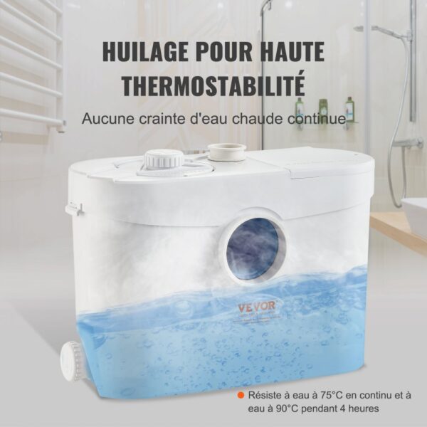 VEVOR Hebeanlage, 700 W, 9600 l/h Durchfluss, 10 m Förderhöhe, Zerkleinerer-Abwasserpumpe mit 3 Wassereinlässen für Toilette, Keller, Küche, Waschbecken, Badewanne, Abwasserentsorgung, Aufspülmaschine – Bild 3 VEVOR Hebeanlage, 700 W, 9600 l/h Durchfluss, 10 m Förderhöhe, Zerkleinerer-Abwasserpumpe mit 3 Wassereinlässen für Toilette, Keller, Küche, Waschbecken, Badewanne, Abwasserentsorgung, Aufspülmaschine – Bild 3