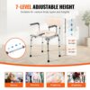 VEVOR Toilettenstuhl, Nachtstuhl mit Gepolstertem Sitz, Herunterklappbaren Armlehnen, 7-stufig Höhenverstellbar 490-640 mm, Abnehmbarer Eimer, 158,8 kg Belastbar, Tragbare Toilette für Erwachsene – Bild 4