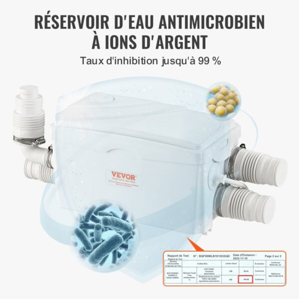 VEVOR Hebeanlage, 350 W, 6000 l/h Durchfluss, 7 m Förderhöhe, Abwasserpumpe mit 3 Wassereinlässen für Keller, Küche, Spüle, Dusche, Badewanne, Wäscheabwasserentsorgung, Aufspülmaschine – Bild 4 VEVOR Hebeanlage, 350 W, 6000 l/h Durchfluss, 7 m Förderhöhe, Abwasserpumpe mit 3 Wassereinlässen für Keller, Küche, Spüle, Dusche, Badewanne, Wäscheabwasserentsorgung, Aufspülmaschine – Bild 4