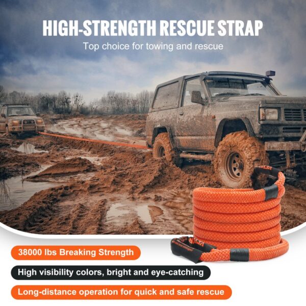 VEVOR 25 mm x 6 m Abschleppseil 17237 kg, Hochleistungs-Offroad-Abschleppgurt, Extrem belastbarer Bergegurt mit 30 % Elastizitätsenergie für Jeep Auto LKW ATV UTV SUV Traktor – Bild 5 VEVOR 25 mm x 6 m Abschleppseil 17237 kg, Hochleistungs-Offroad-Abschleppgurt, Extrem belastbarer Bergegurt mit 30 % Elastizitätsenergie für Jeep Auto LKW ATV UTV SUV Traktor – Bild 5