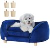 VEVOR Haustiersofa, Hundecouch für mittelgroße Hunde und Katzen, weiches samtiges Hundesofabett, 37 kg belastbares Katzensofa, Hundebett, Haustierbett Dunkelblau