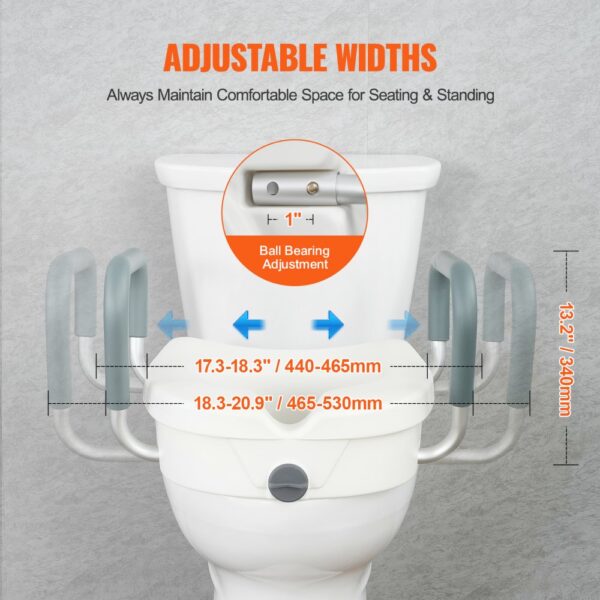 VEVOR Toilettensitzerhöhung WC Sitzerhöhung für Senioren 127 mm, erhöhter Toilettensitz einstellbar, Toilettenaufsatz für Senioren, Sitzerhöhung Toilette mit Griff, Toilettensitzerhöhungen Weiß – Bild 4