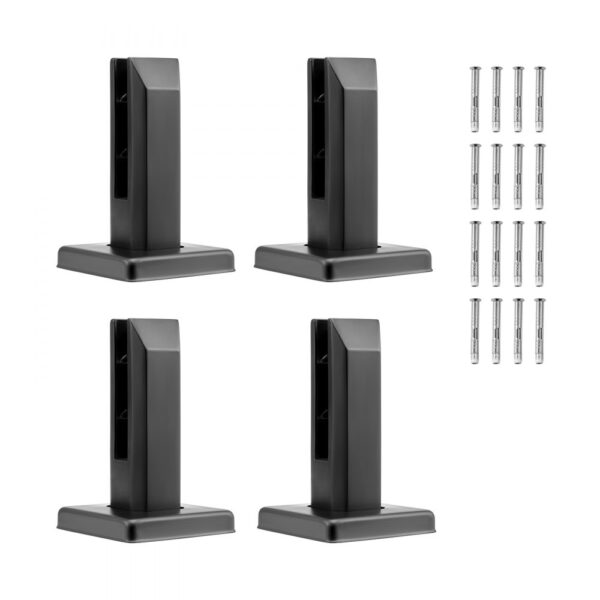 VEVOR Glasklemme, 4 Stück quadratische Glasgeländerhalterung für 0,31"-0,47" gehärtetes Glas, Glasmontageklemme aus Edelstahl 304, 0,12" dicke Glasregalhalterung für Balkon, Garten, Terrasse, Treppe